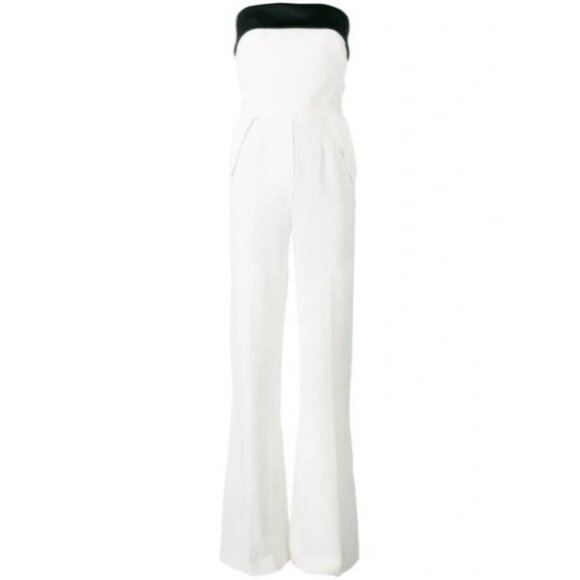 ELIE SAAB Bicolor Strapless Wide-leg Jumpsuit in Porcelain - Picture 1 of 7